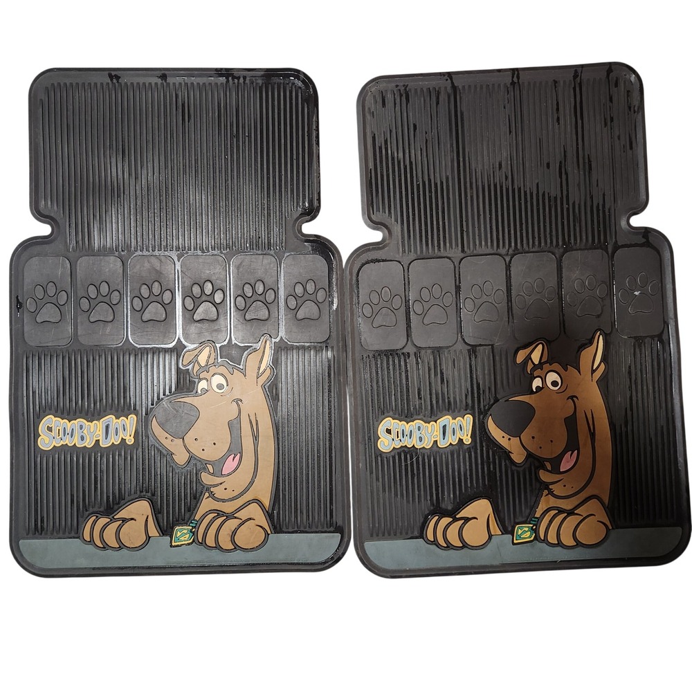 Vintage Scooby-Doo Rubber Car Floor Mats Set of 2 Black Hanna-Barbera Paw